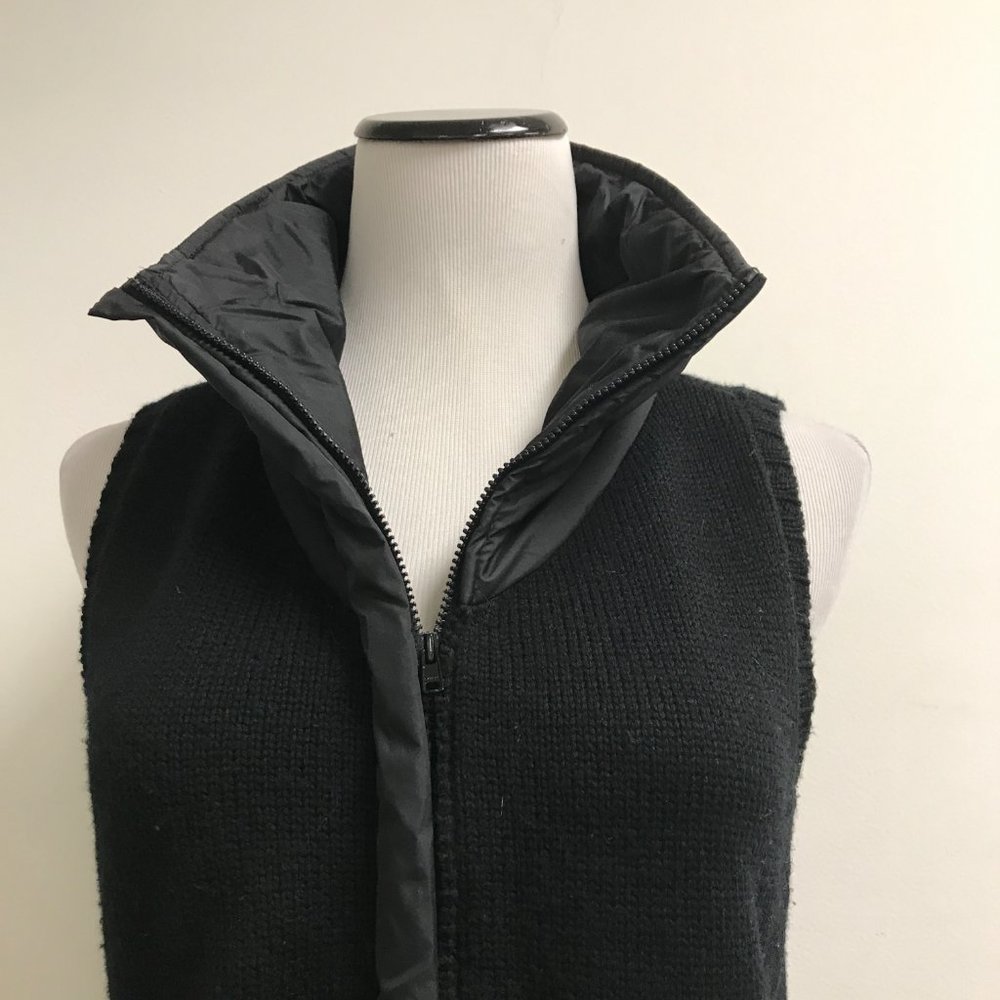 Eileen Fisher black sleeveless merino wool Puffer jacket vest S